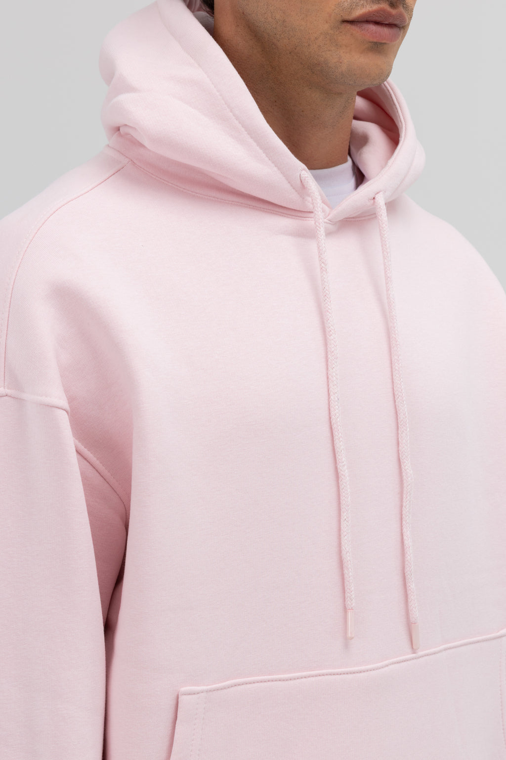 Basic Oversize Kapüşonlu Sweatshirt Pembe