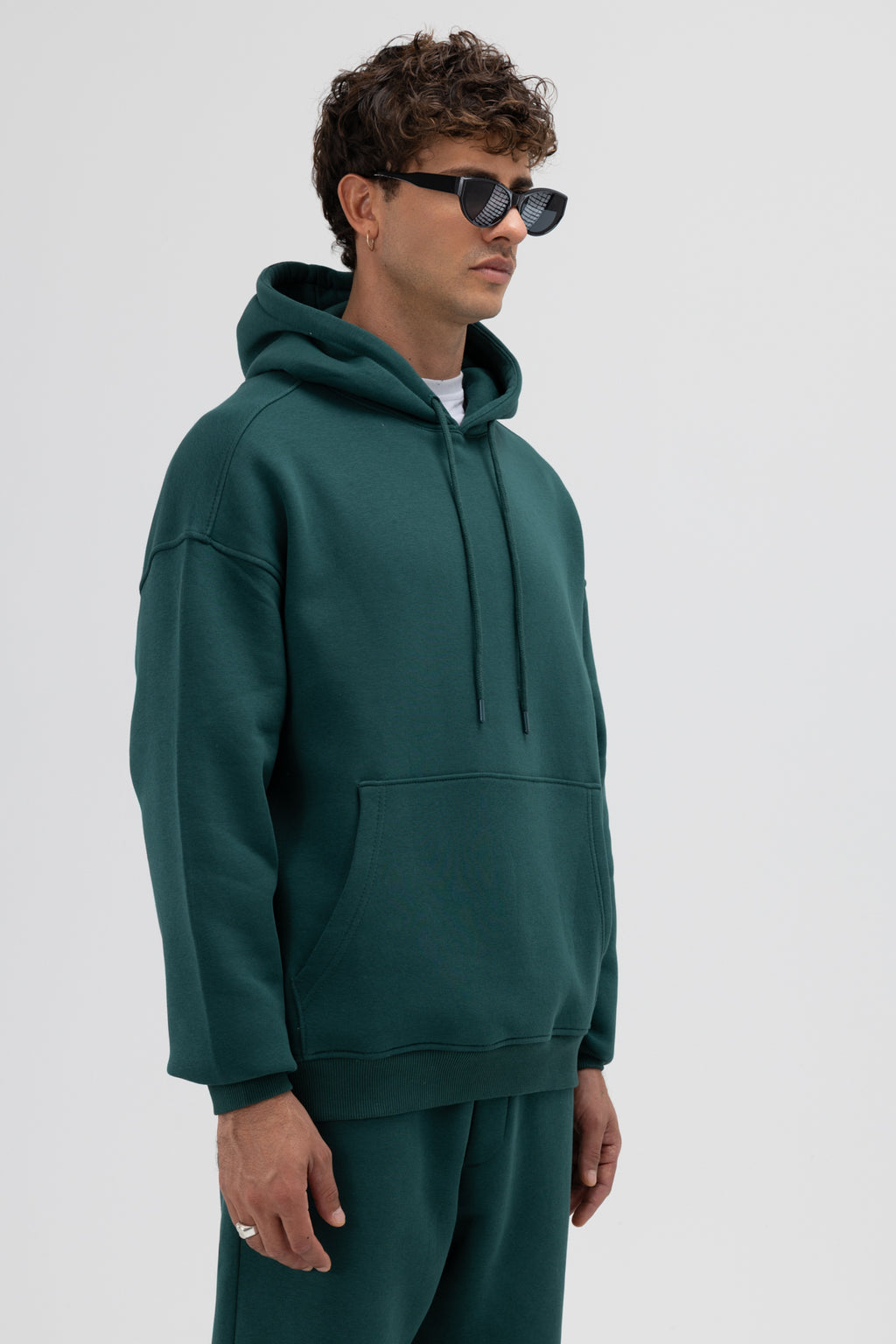 Basic Oversize Kapüşonlu Sweatshirt Nefti