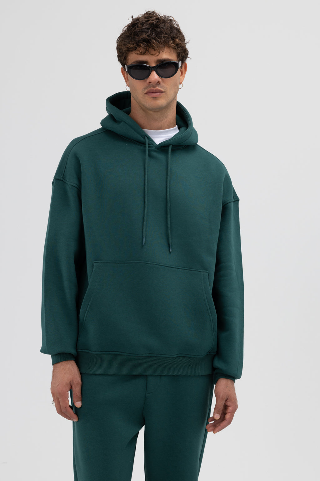 Basic Oversize Kapüşonlu Sweatshirt Nefti