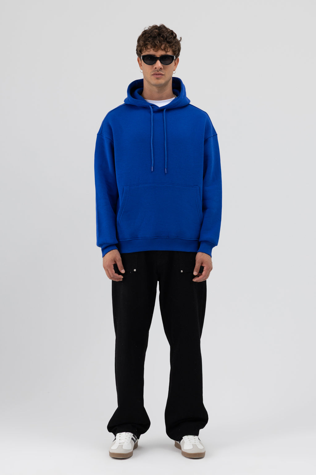 Basic Oversize Kapüşonlu Sweatshirt Saks