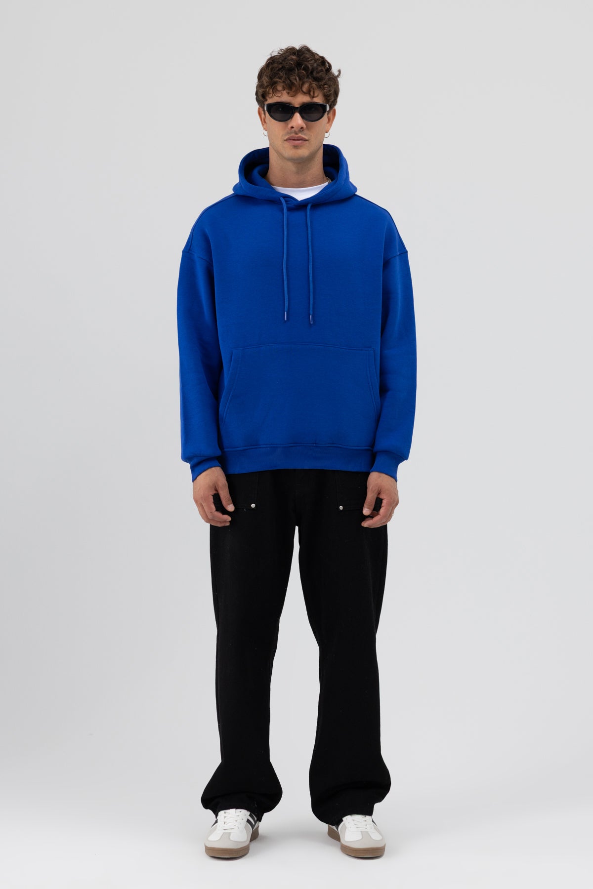 Basic Oversize Kapüşonlu Sweatshirt Saks