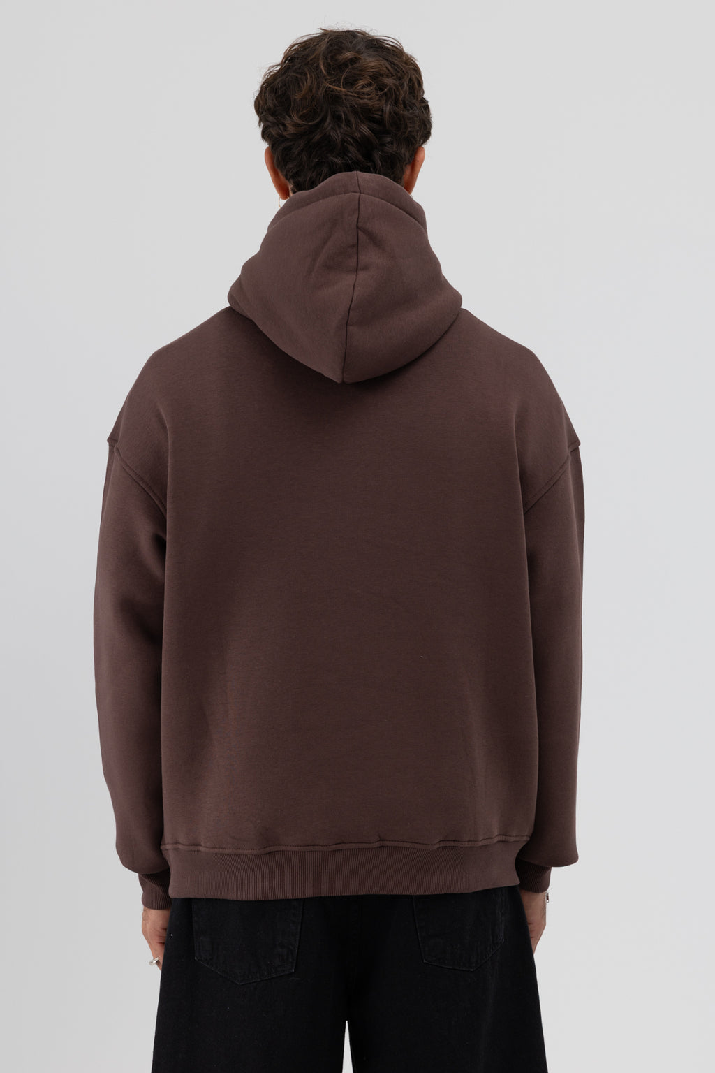 Basic Oversize Kapüşonlu Sweatshirt Kahve