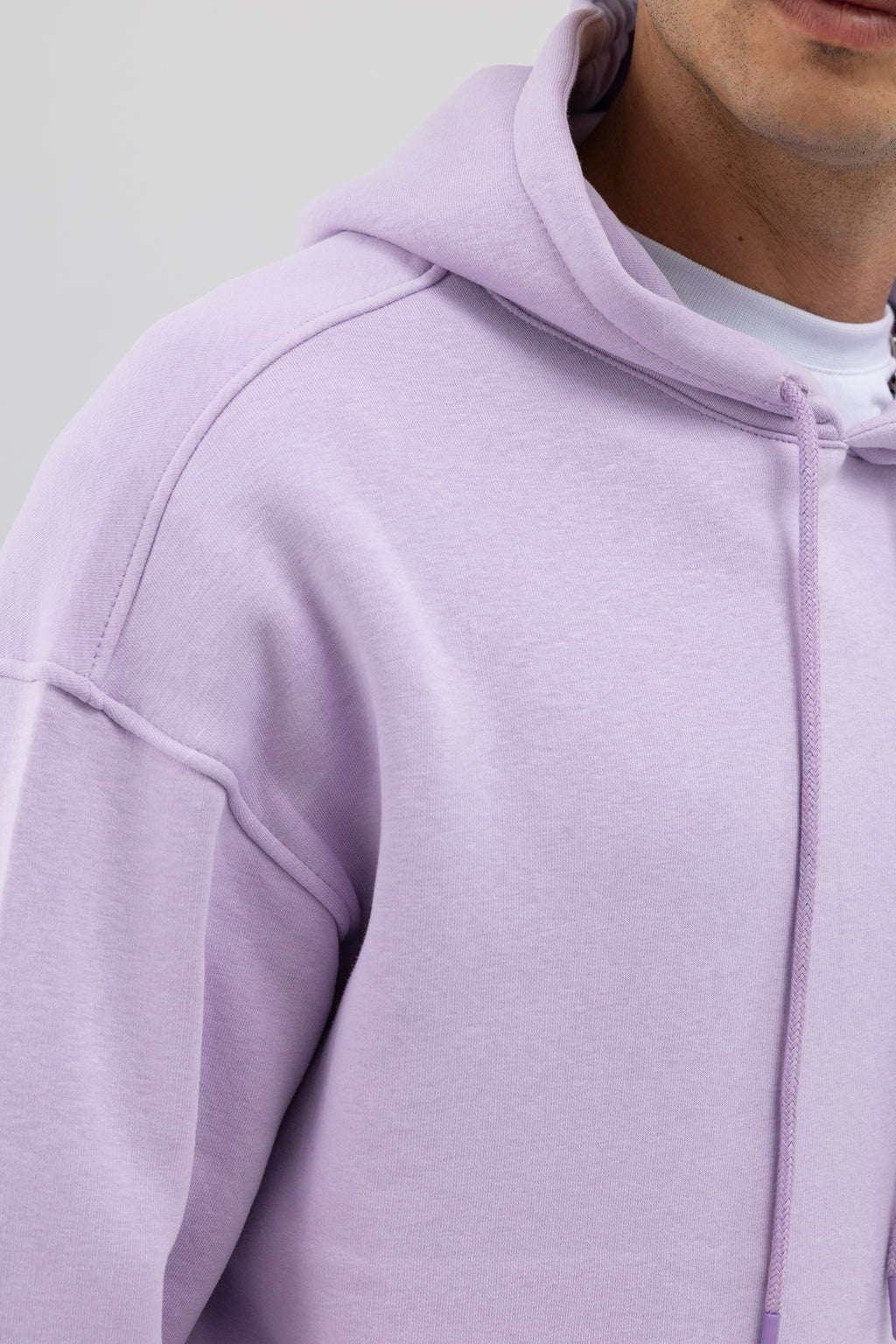 Basic Oversize Kapüşonlu Sweatshirt Lila
