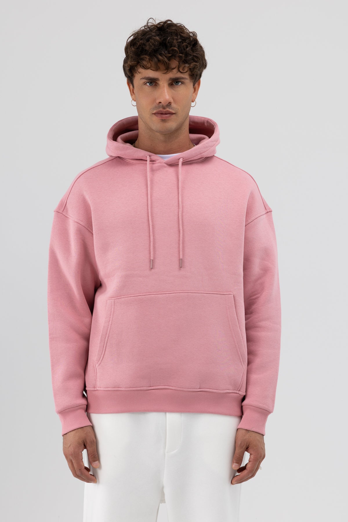 Basic Oversize Kapüşonlu Sweatshirt Somon