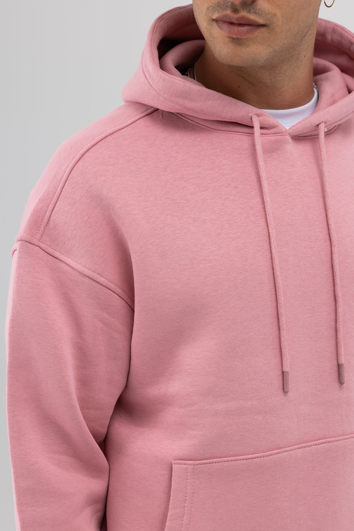 Basic Oversize Kapüşonlu Sweatshirt Somon