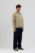 Basic Fermuarlı Dik Yaka Sweatshirt Haki