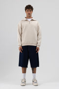 Basic Fermuarlı Dik Yaka Sweatshirt Taş
