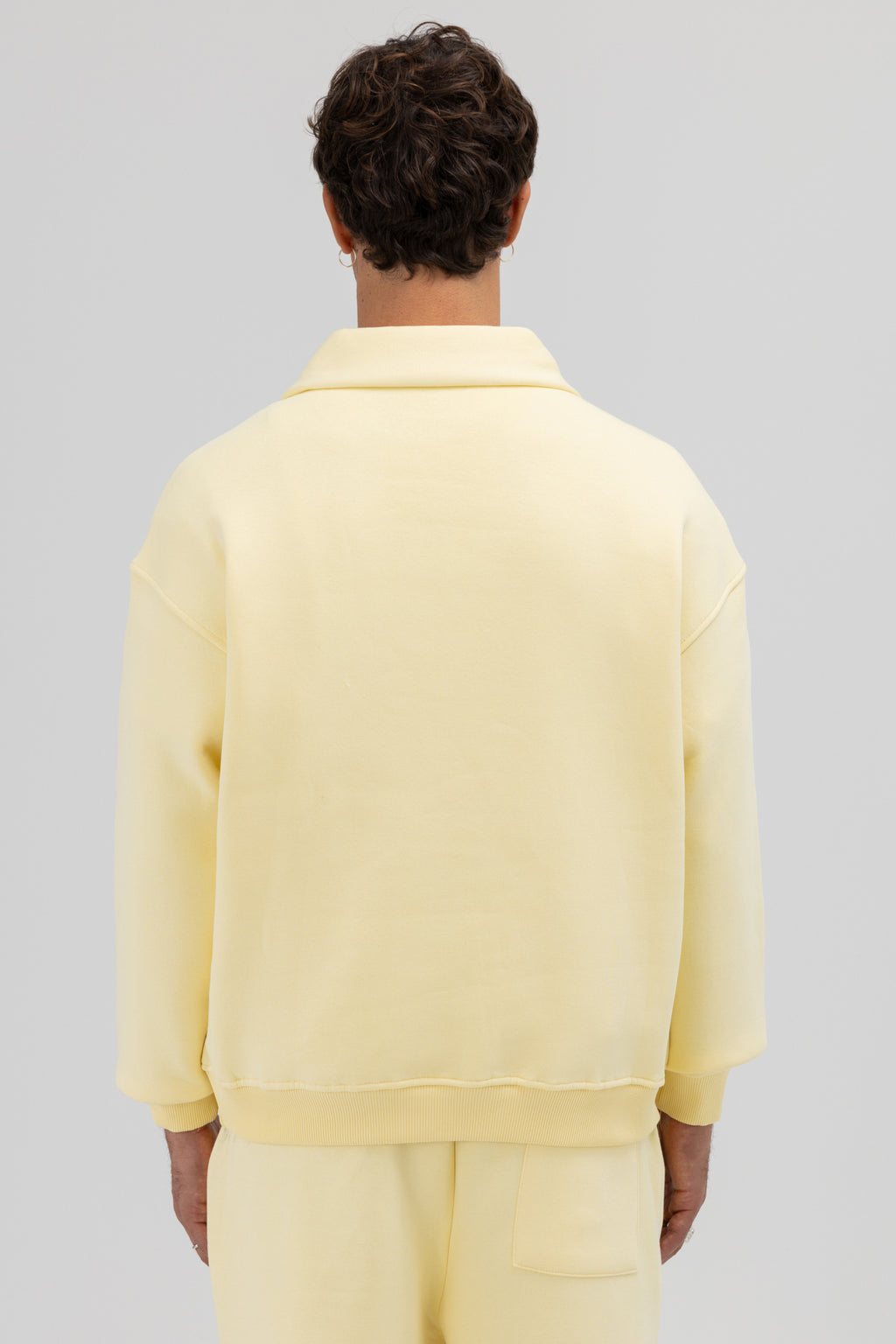 Oversize Fermuarlı Dik Yaka Sweatshirt Sarı