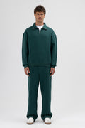 Oversize Fermuarlı Dik Yaka Sweatshirt Nefti