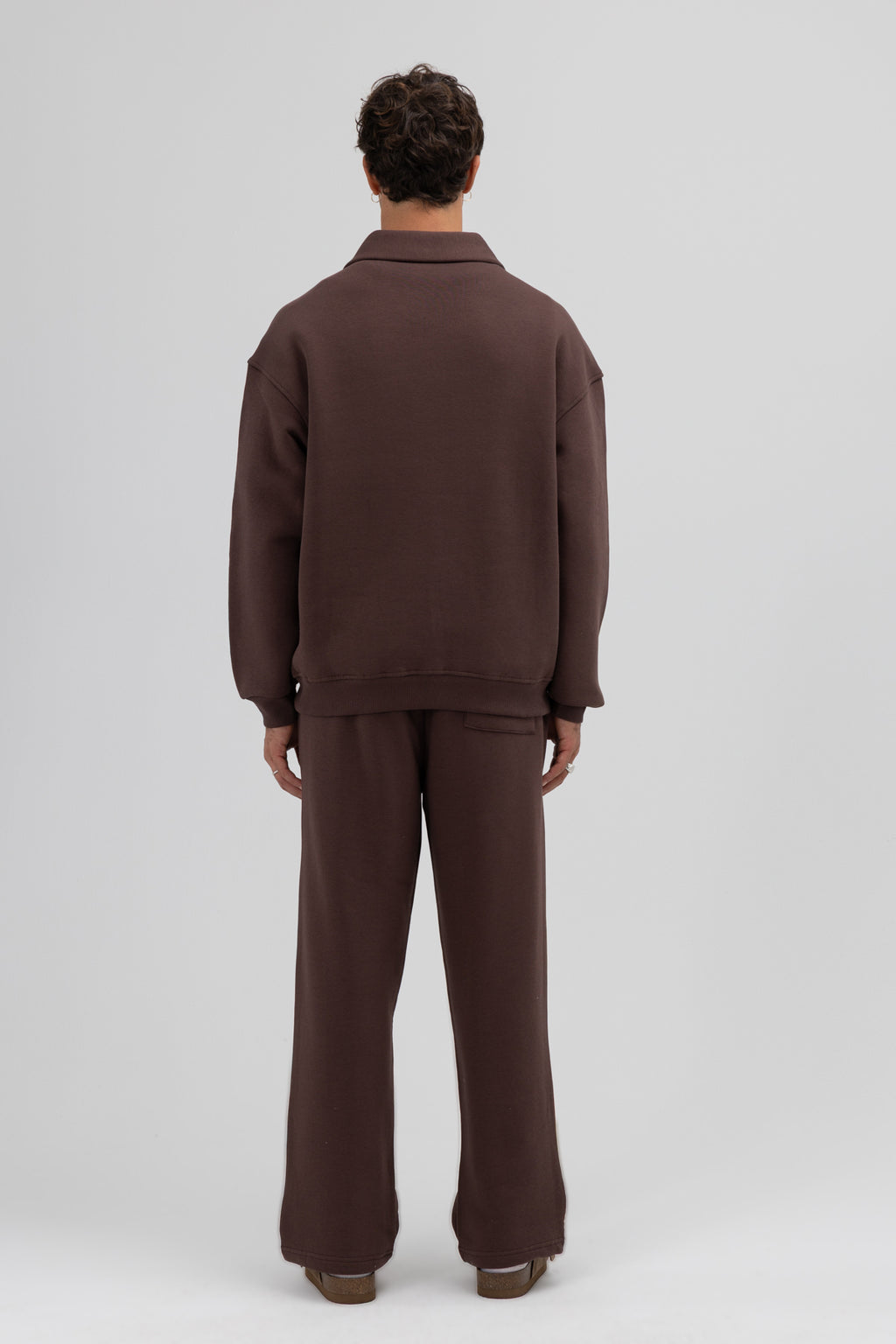 Oversize Fermuarlı Dik Yaka Sweatshirt Kahve