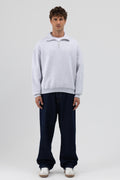 Oversize Fermuarlı Dik Yaka Sweatshirt Kar Melanj