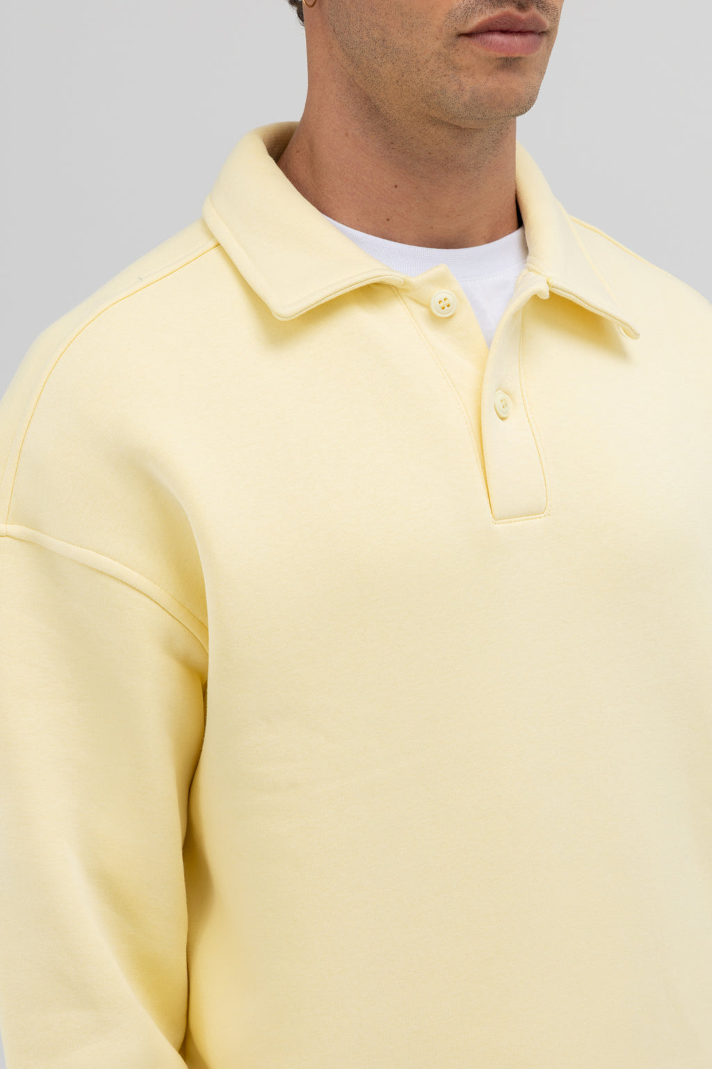 Basic Polo Yaka Sweatshirt Sarı