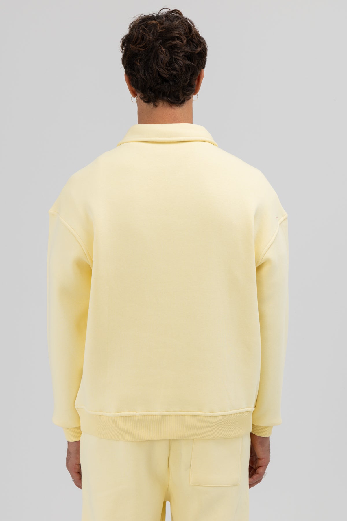 Basic Polo Yaka Sweatshirt Sarı