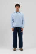 Basic Polo Yaka Sweatshirt Bebe Mavi