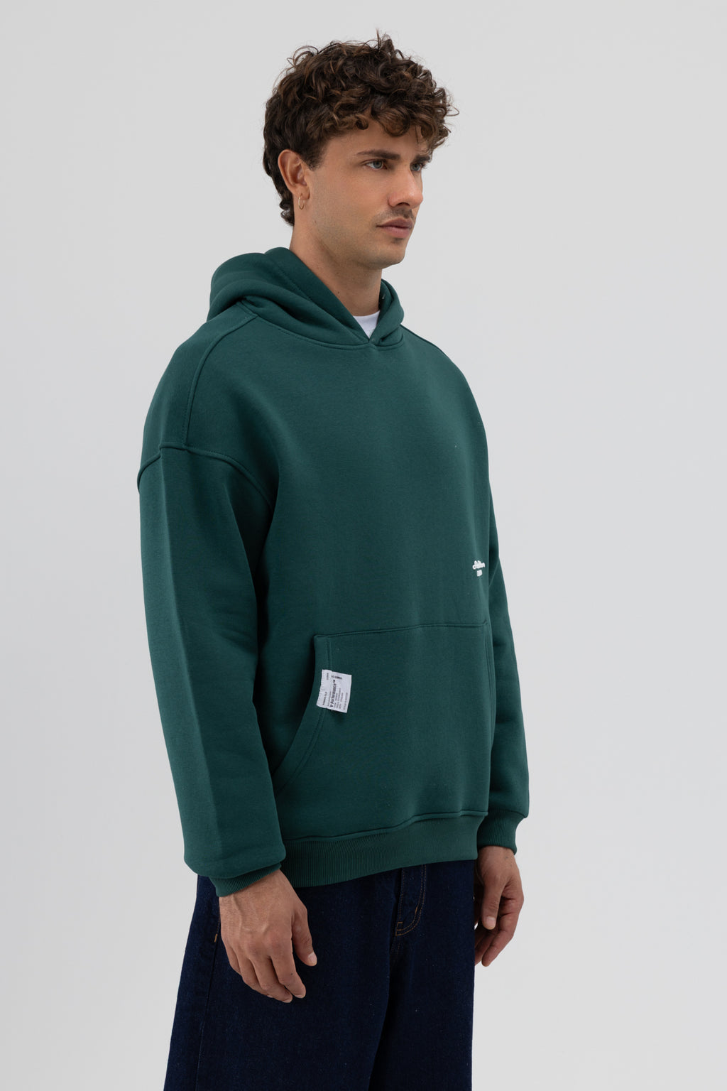 Oversize Kapüşonlu Baskılı Sweatshirt Nefti