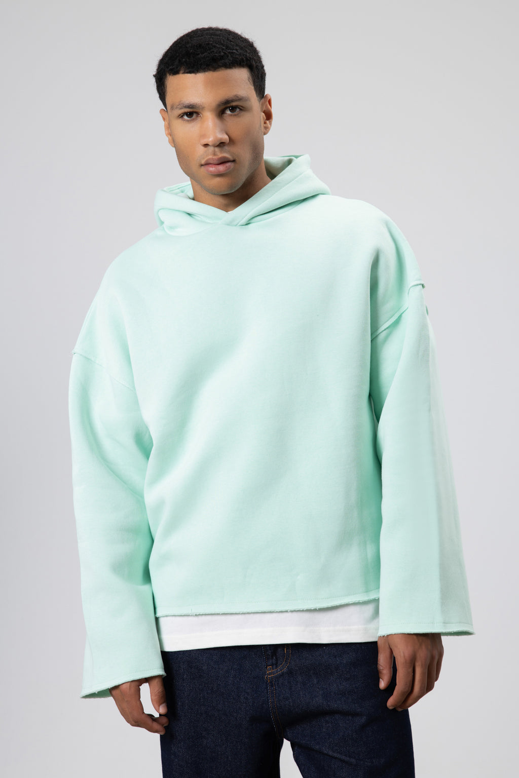 Basic Oversize Dikişsiz Kapüşonlu Sweatshirt Mint