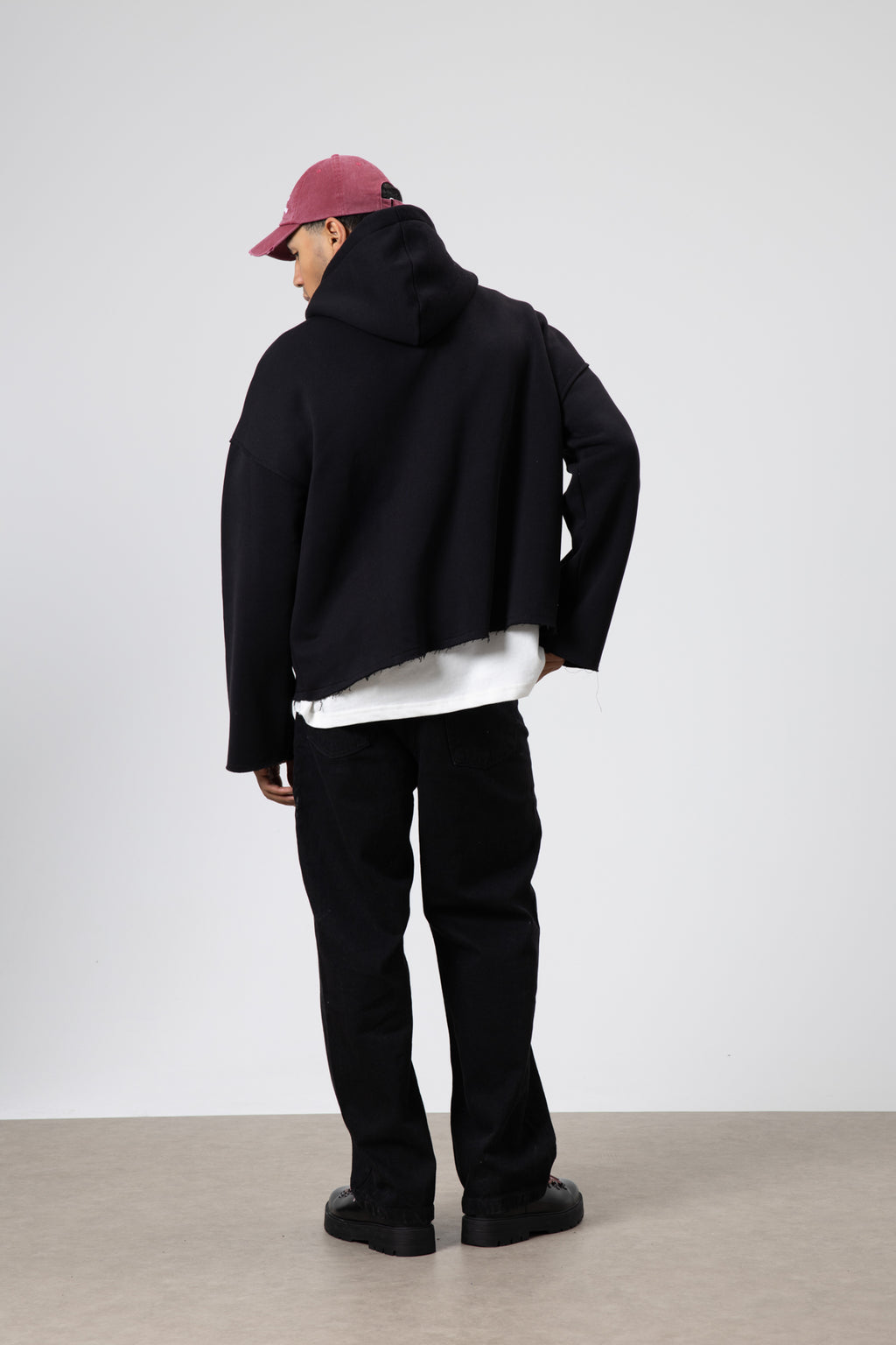 Basic Oversize Dikişsiz Kapüşonlu Sweatshirt Siyah