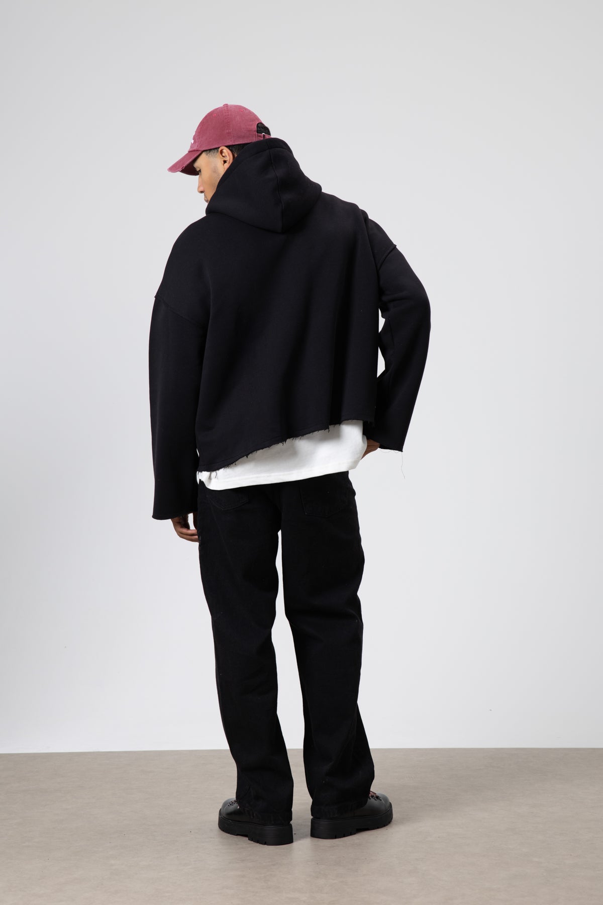 Basic Oversize Dikişsiz Kapüşonlu Sweatshirt Siyah