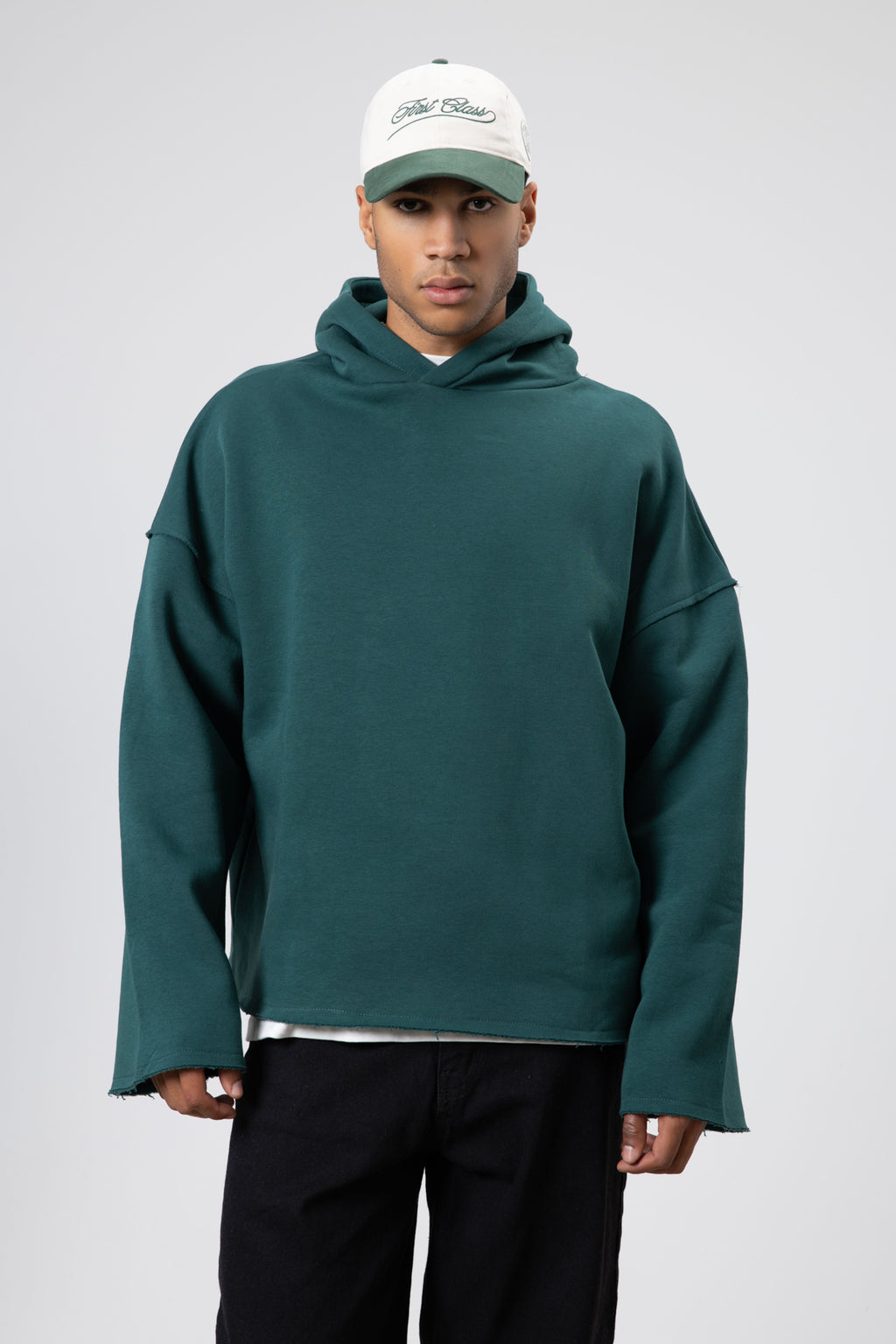 Basic Oversize Dikişsiz Kapüşonlu Sweatshirt Nefti