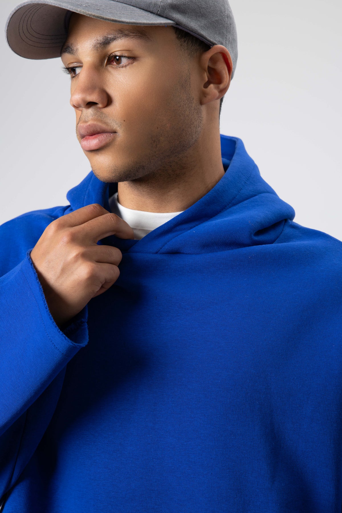 Basic Oversize Dikişsiz Kapüşonlu Sweatshirt Saks