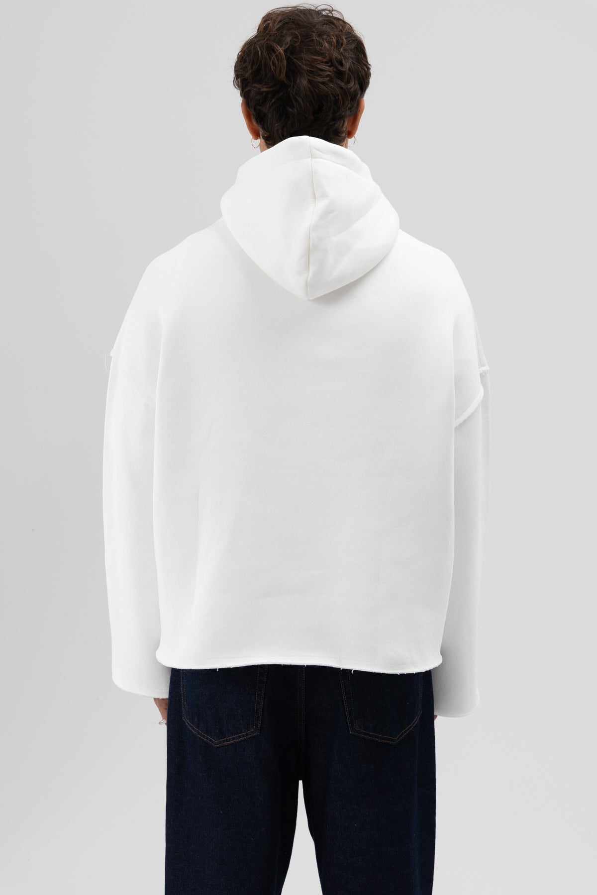 Basic Oversize Dikişsiz Kapüşonlu Sweatshirt Ekru