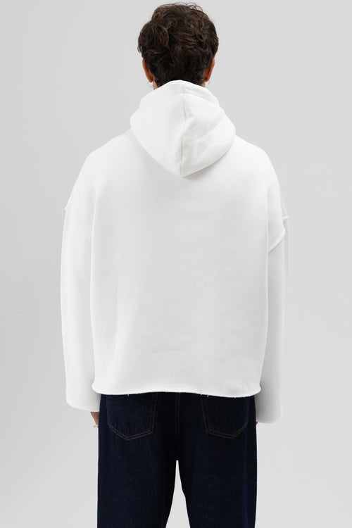 Basic Oversize Dikişsiz Kapüşonlu Sweatshirt Ekru