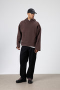 Basic Oversize Dikişsiz Kapüşonlu Sweatshirt Kahve