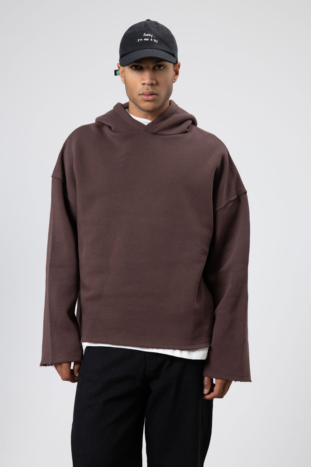 Basic Oversize Dikişsiz Kapüşonlu Sweatshirt Kahve