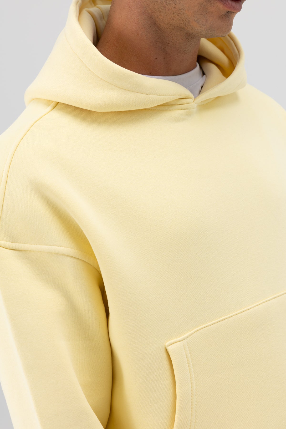 Basic Kapüşonlu Boxy Fit Sweatshirt Sarı