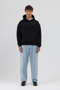 Basic Kapüşonlu Boxy Fit Sweatshirt Siyah