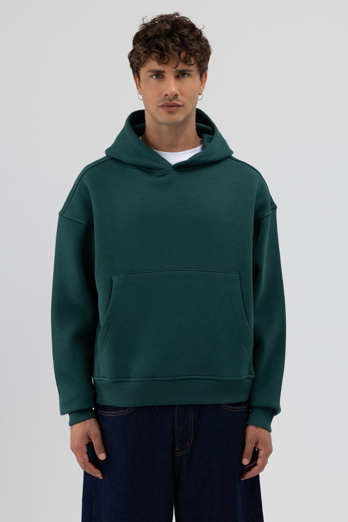 Basic Kapüşonlu Boxy Fit Sweatshirt Nefti
