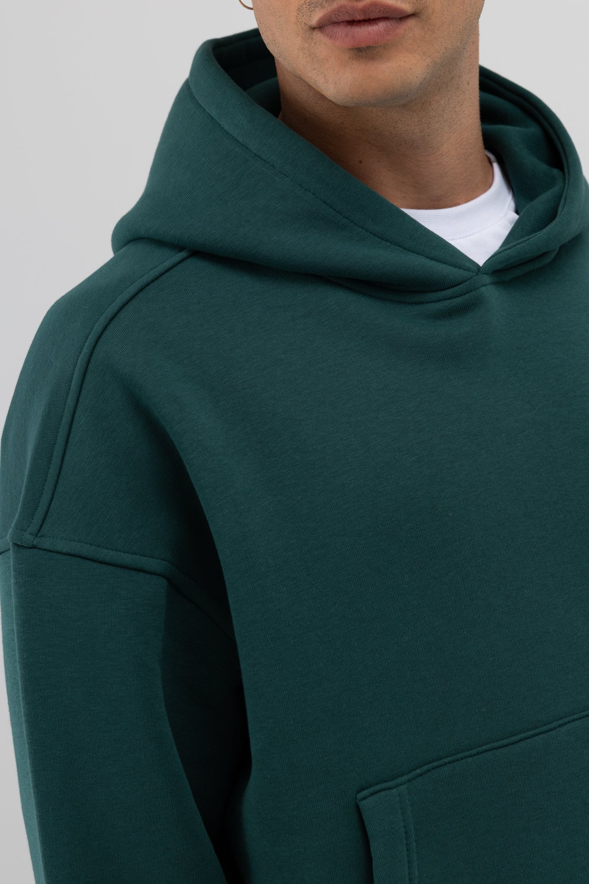 Basic Kapüşonlu Boxy Fit Sweatshirt Nefti