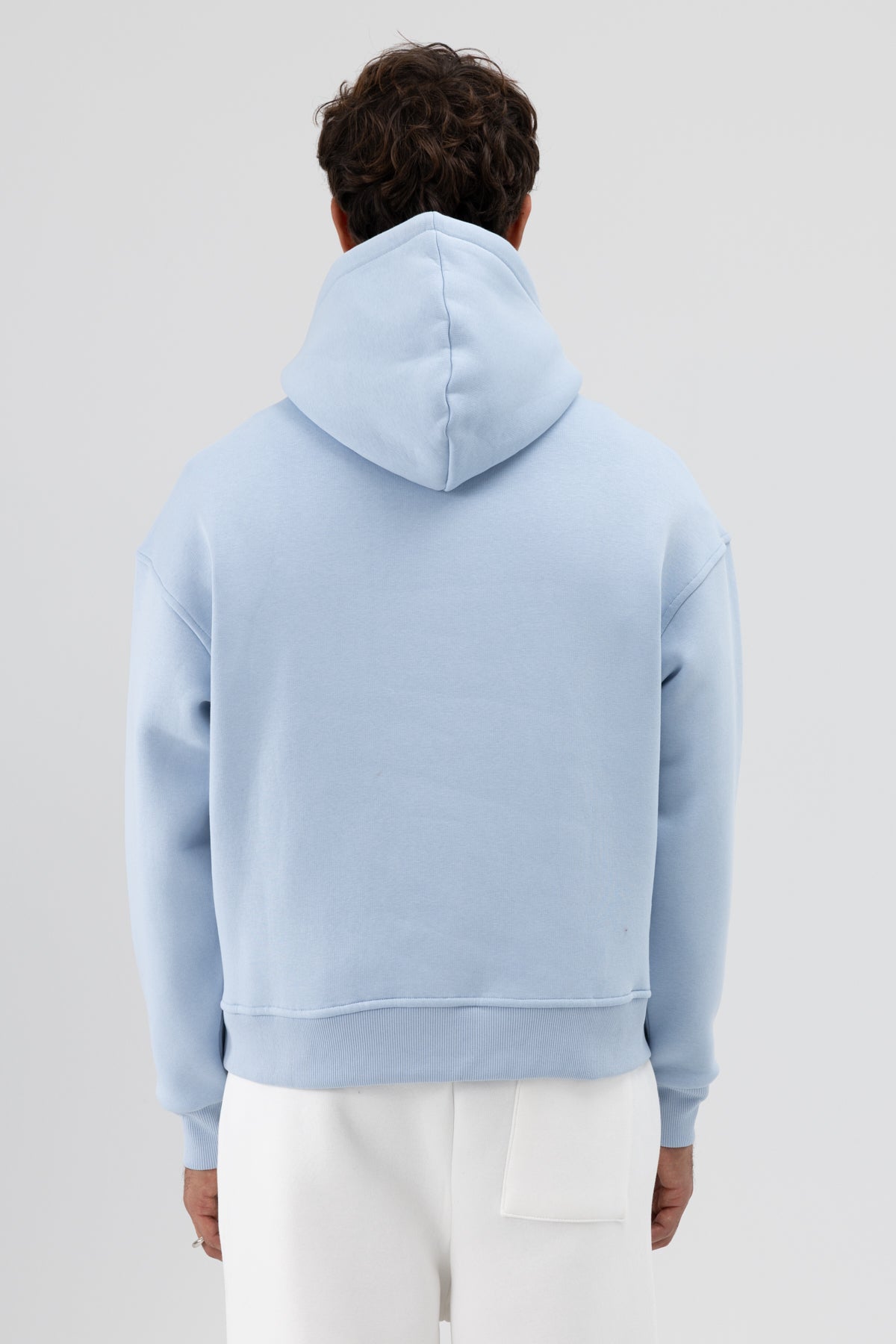 Basic Kapüşonlu Boxy Fit Sweatshirt Bebe Mavi