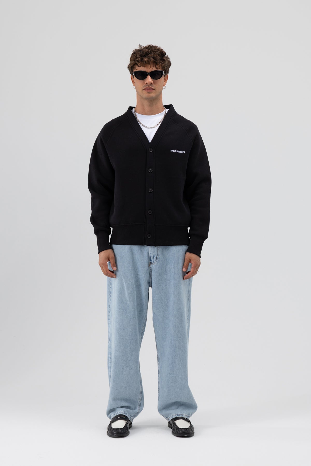 Oversize Düğmeli Sweatshirt Siyah