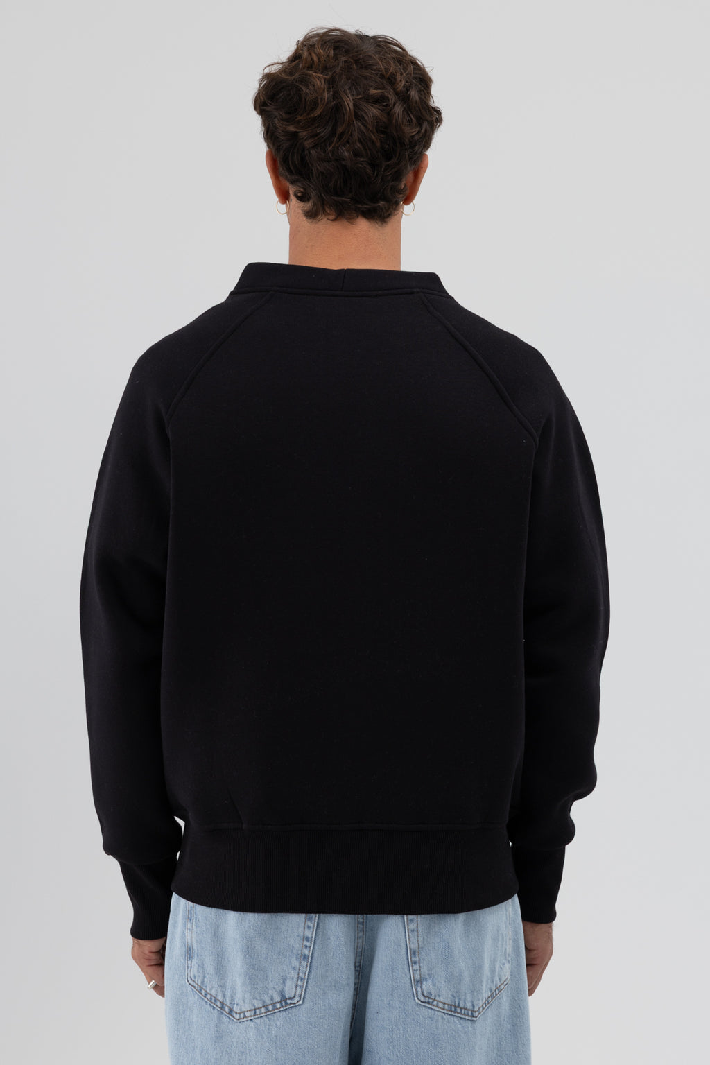 Oversize Düğmeli Sweatshirt Siyah