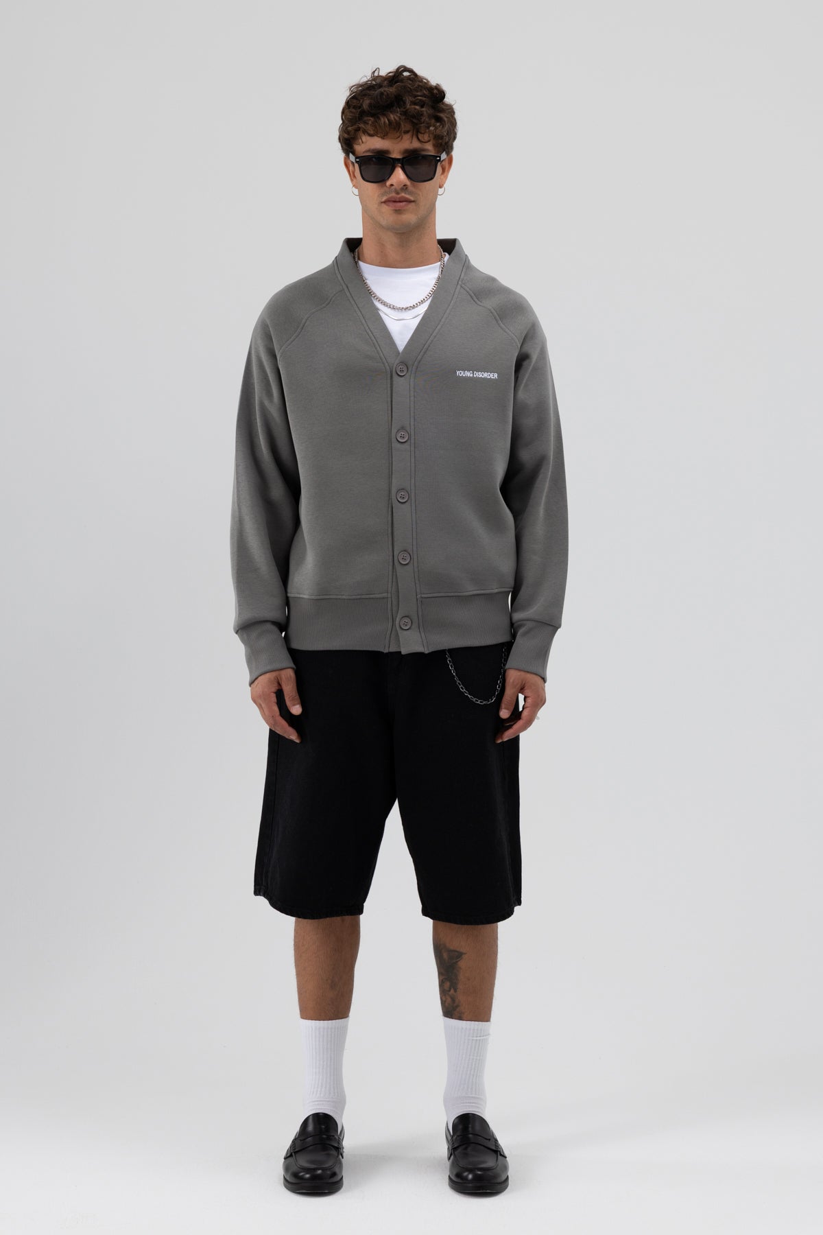 Oversize Düğmeli Sweatshirt Füme