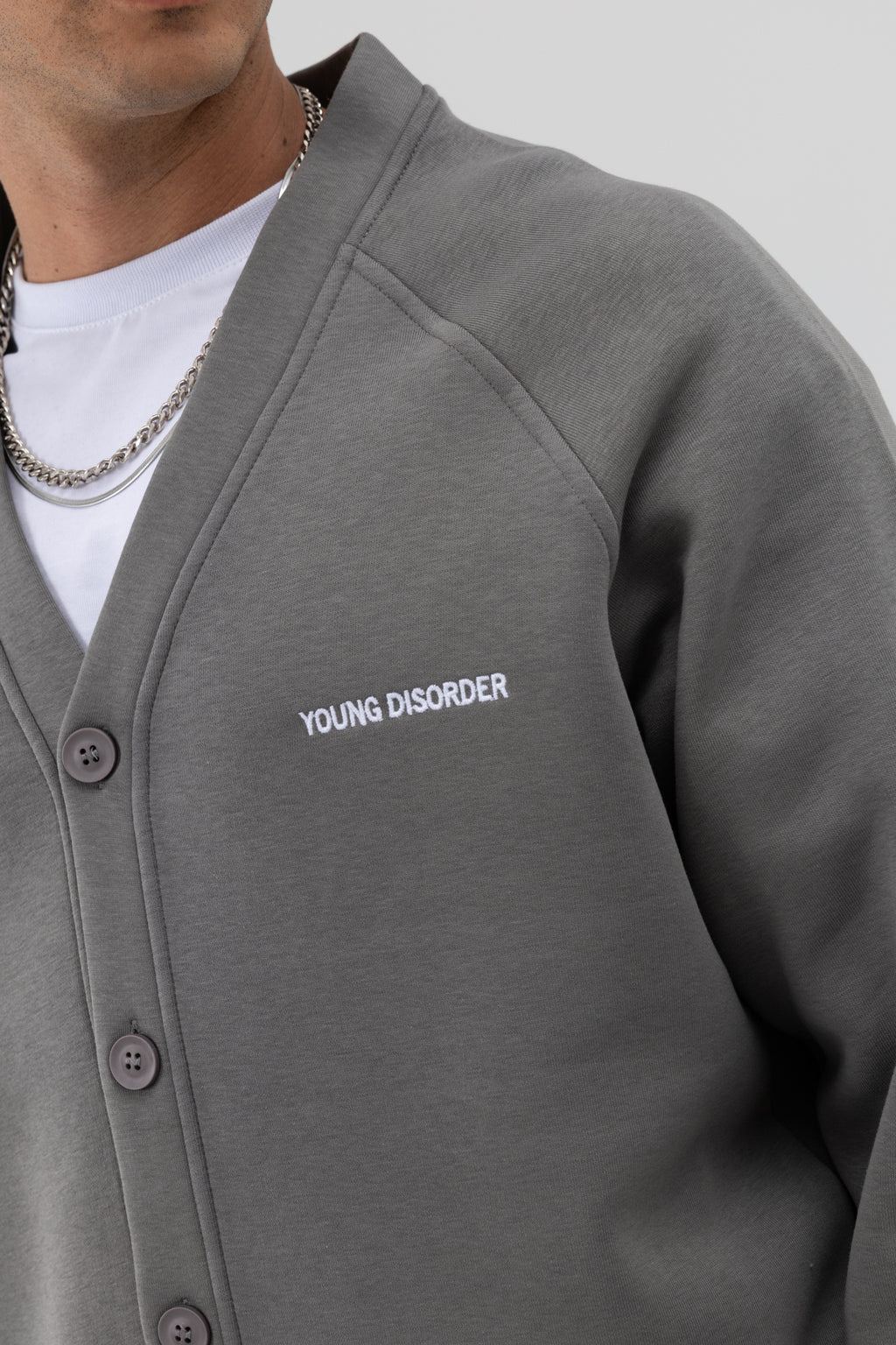 Oversize Düğmeli Sweatshirt Füme