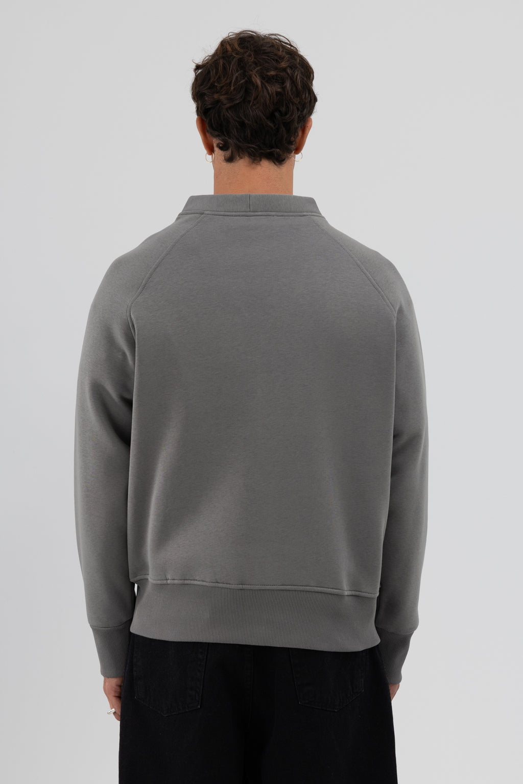 Oversize Düğmeli Sweatshirt Füme