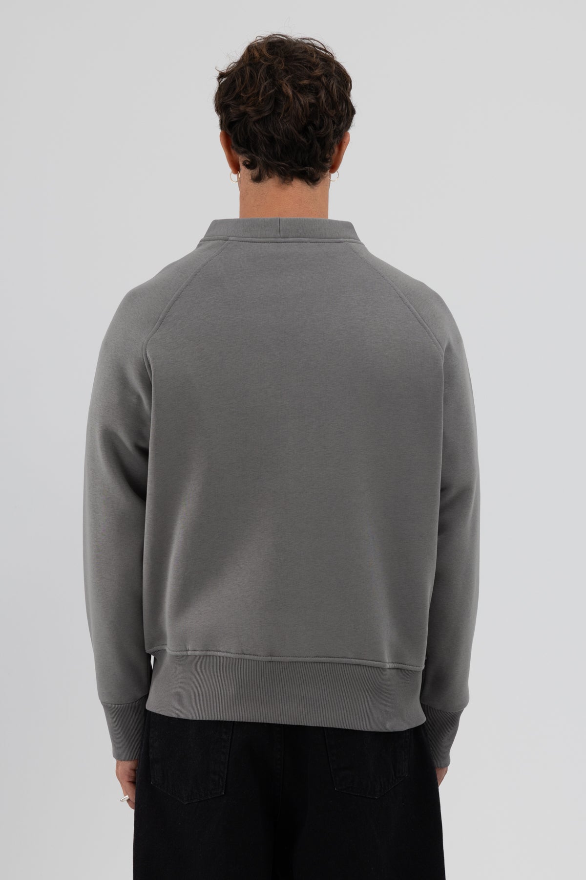Oversize Düğmeli Sweatshirt Füme