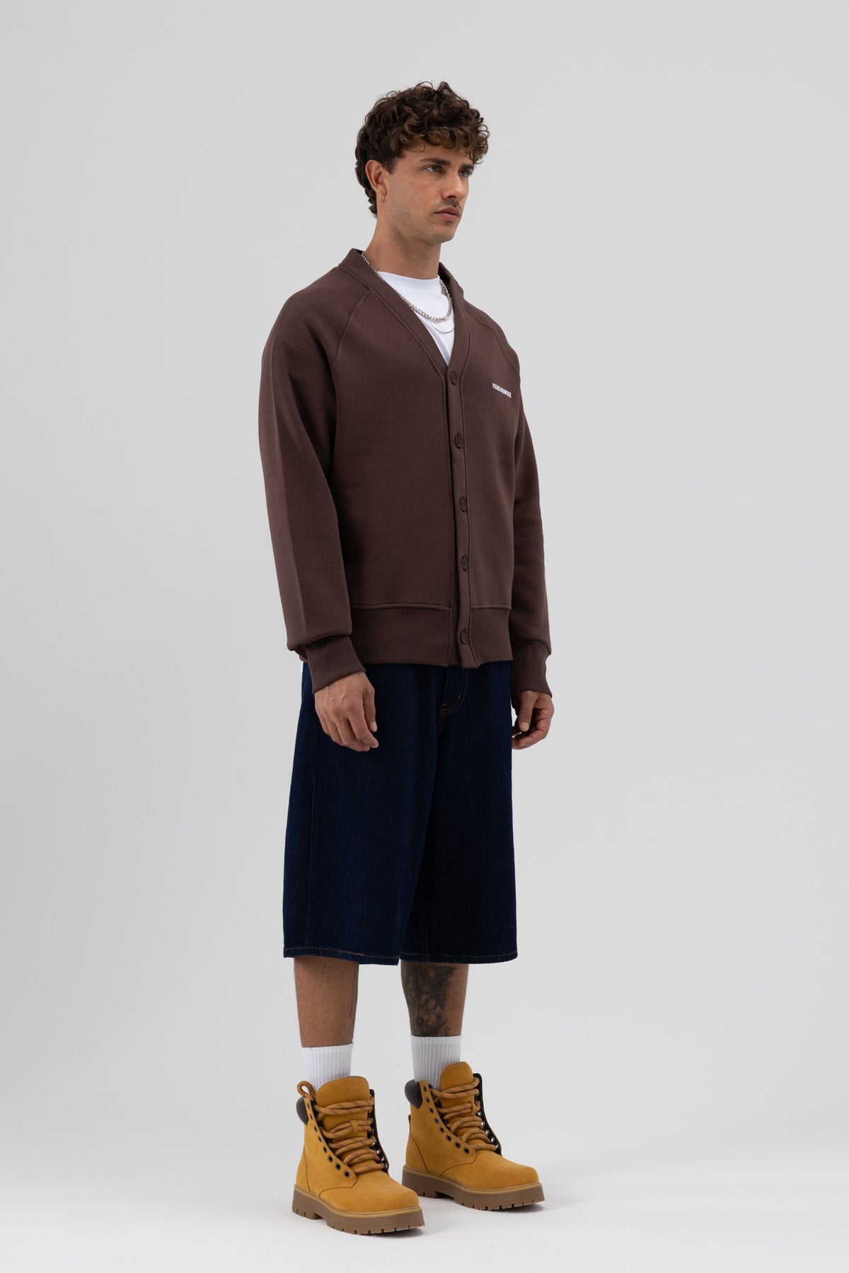 Oversize Düğmeli Sweatshirt Kahve