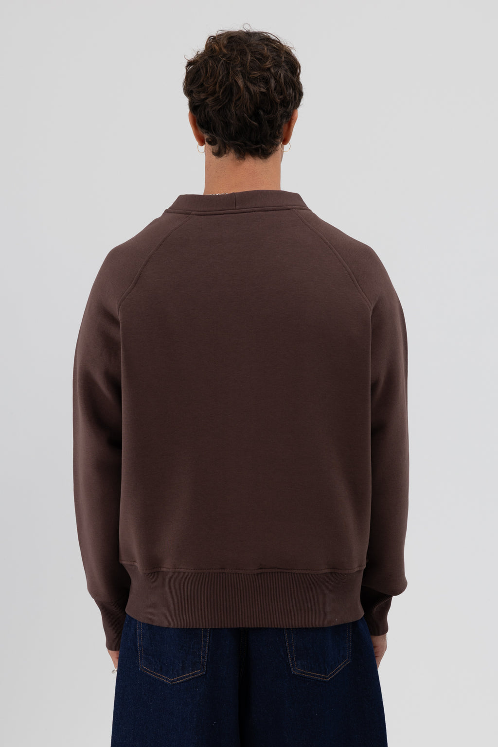 Oversize Düğmeli Sweatshirt Kahve