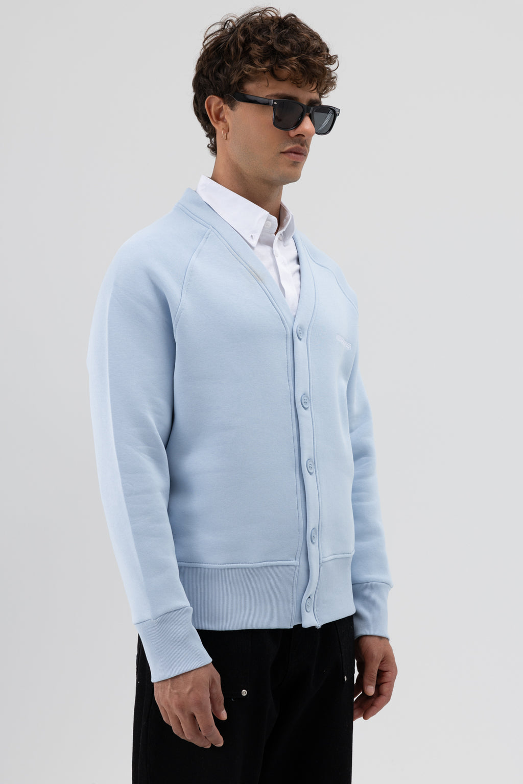 Oversize Düğmeli Sweatshirt Bebe Mavi