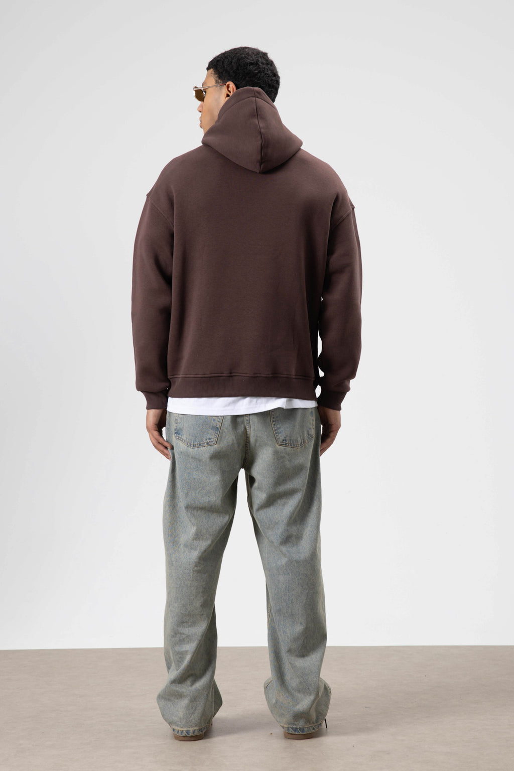 Oversize Fular Detaylı Kapüşonlu Sweatshirt Kahve