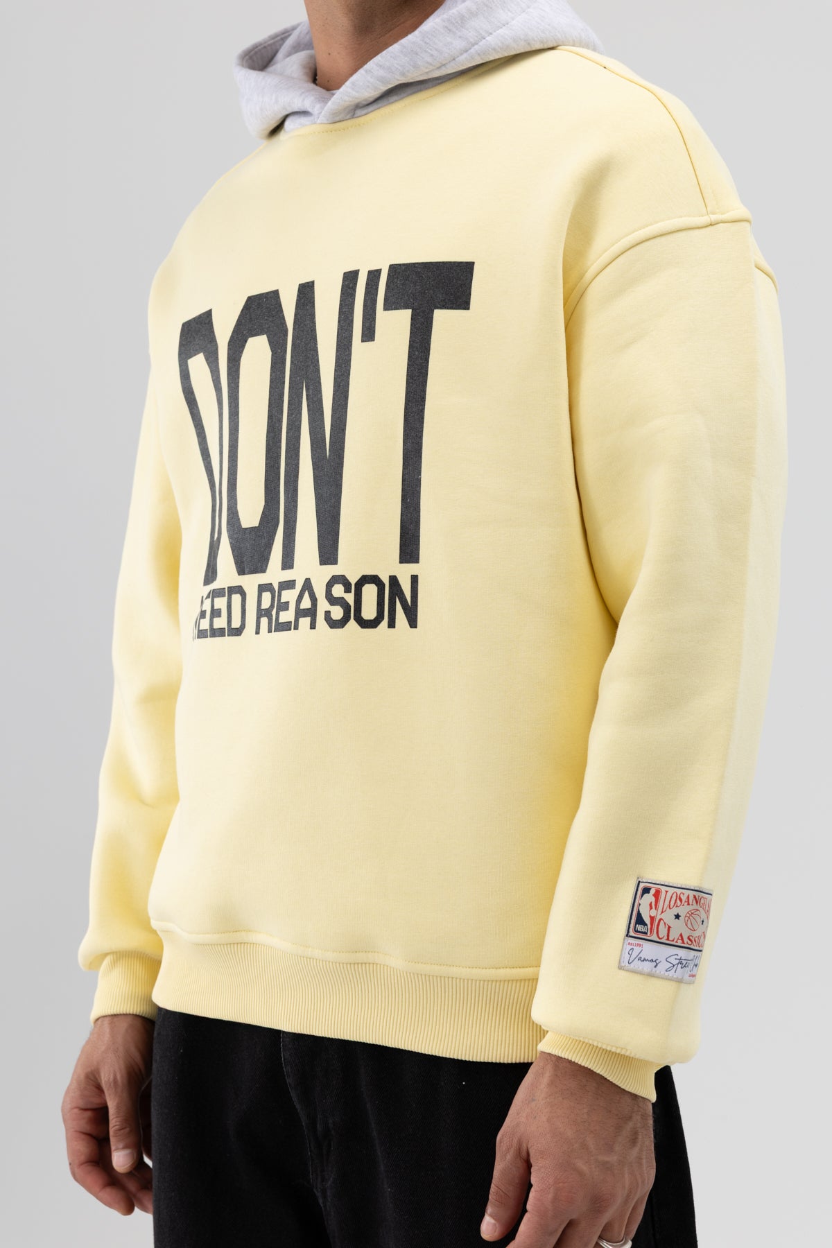 Çift Renk Baskılı Oversize Sweatshirt Sarı