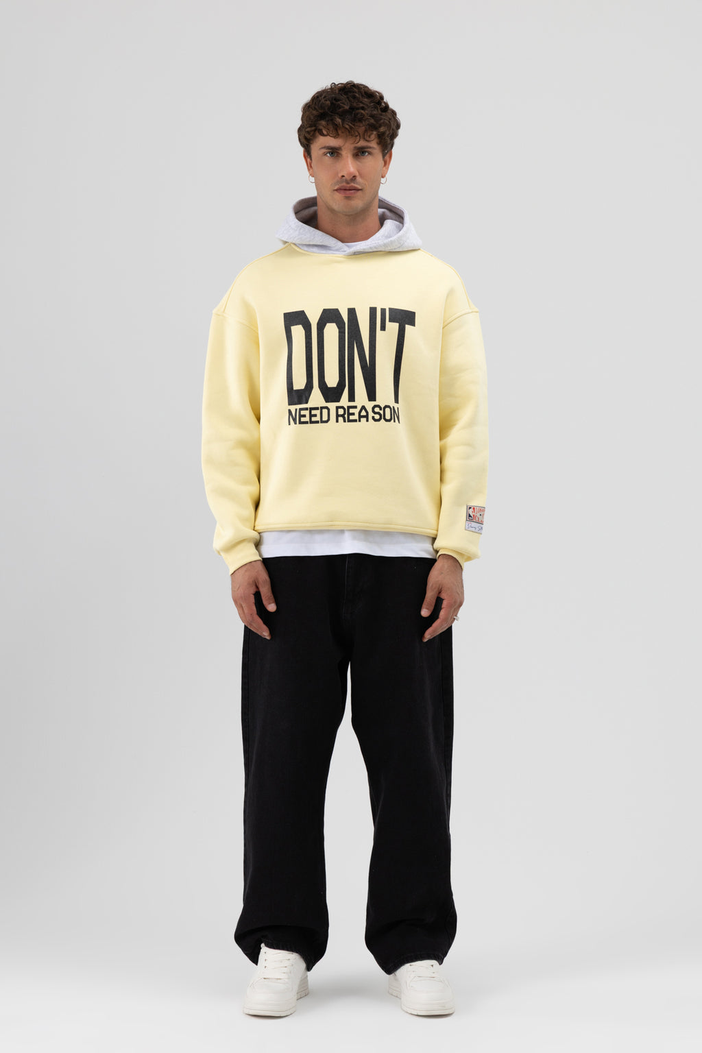 Çift Renk Baskılı Oversize Sweatshirt Sarı
