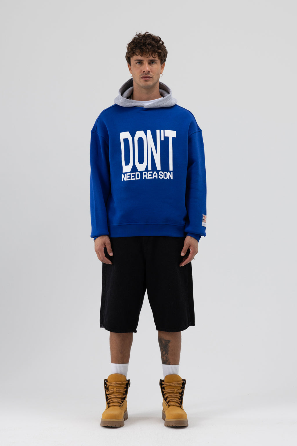 Çift Renk Baskılı Oversize Sweatshirt Saks