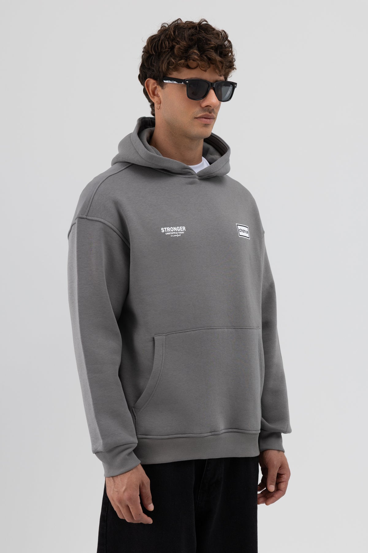 Oversize Arka Baskılı Sweatshirt Füme