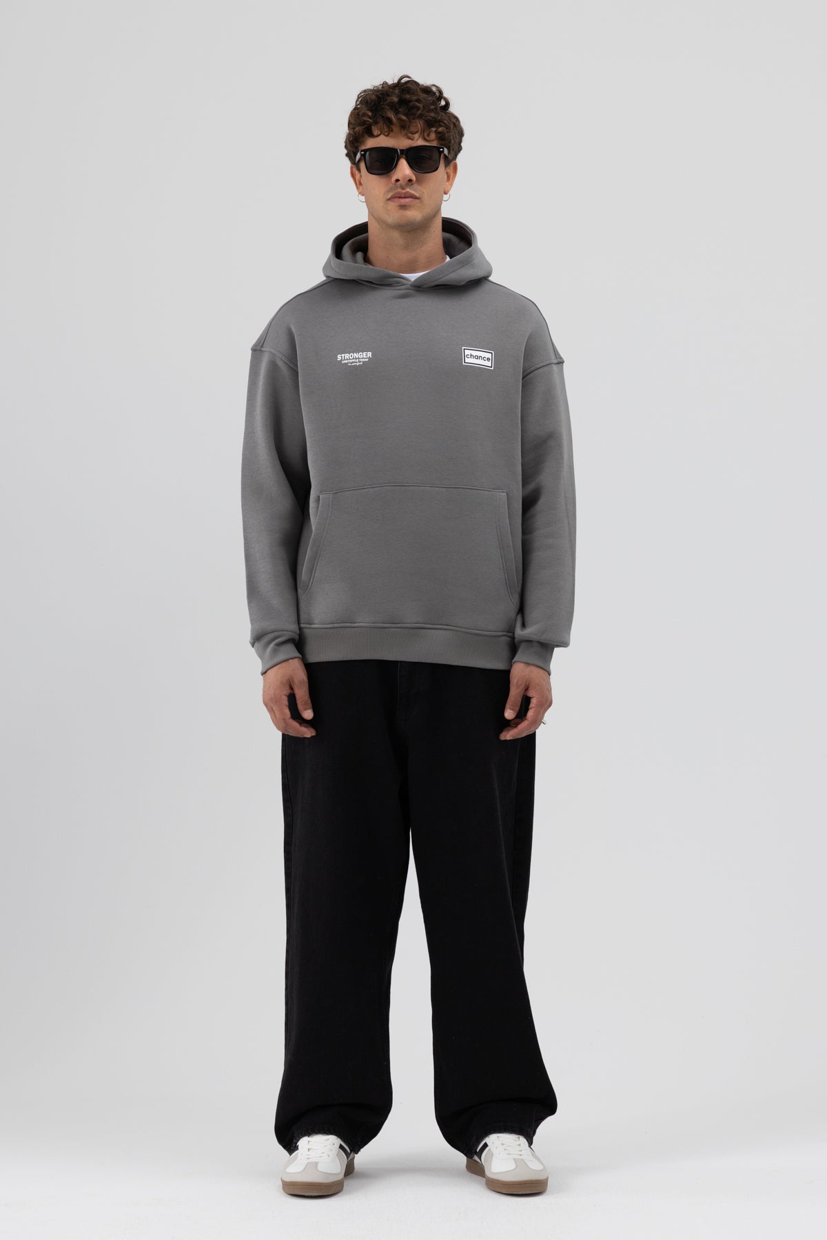 Oversize Arka Baskılı Sweatshirt Füme