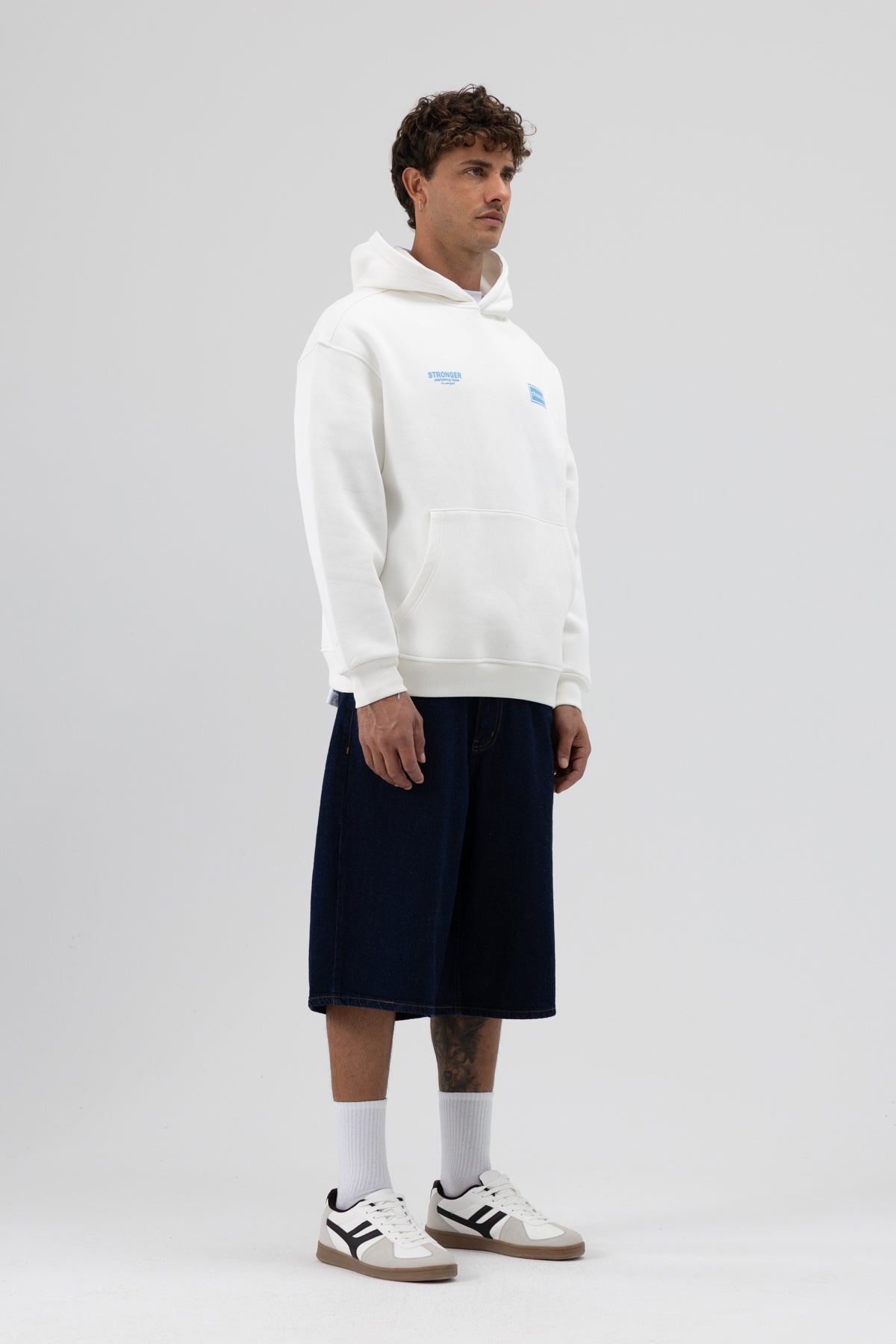 Oversize Arka Baskılı Sweatshirt Ekru