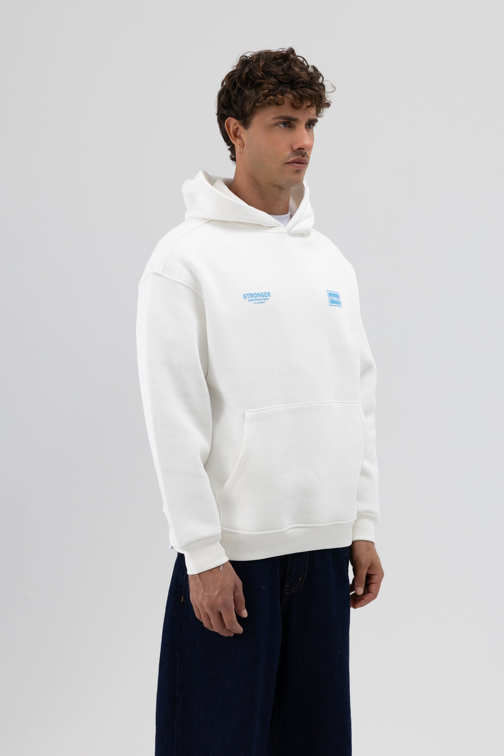 Oversize Arka Baskılı Sweatshirt Ekru